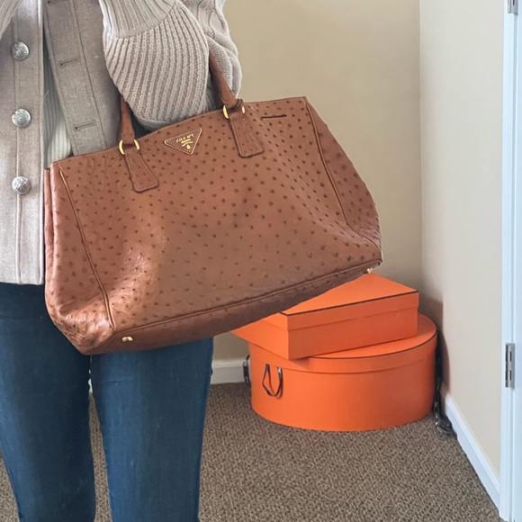 Prada Ostrich Cognac Tote Bag - Picture 14 of 14